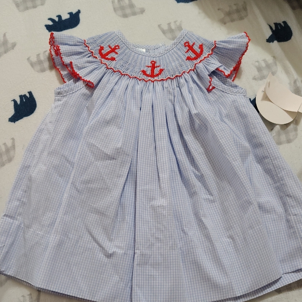 Easter EdgeHill Collection Blue and Red Baby Girl Casual Dress 3 Months New NWT